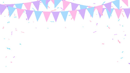Mother day and Father day party color concept triangle pennants chain and confetti happy greeting card - 791907706