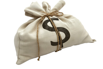 Naklejka premium Full Money Bag with Dollar Sign Isolated