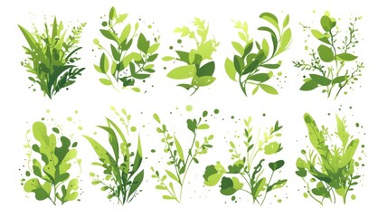 2d icon featuring grass leaves A playful cartoon illustration of grass leaves 2d