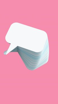 Light blue stickers, dialog box on a pink background. 3g rendering animation.