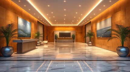 Luxurious Corporate Lobby with Ambient Lighting