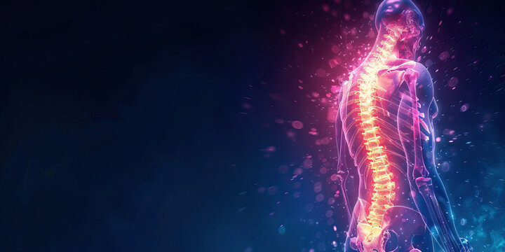 Scoliosis: The Spinal Curvature and Back Pain - Visualize a person with highlighted spine showing curvature, experiencing back pain and postural changes