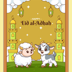 Hand drawn eid al-adha vector illustration