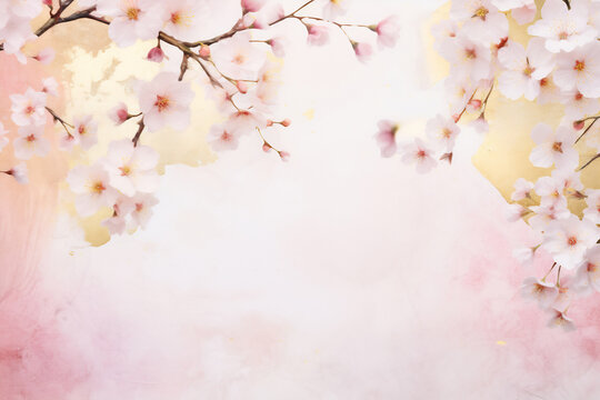 Sakura Bloom: Pink Cherry Blossoms on Abstract Background