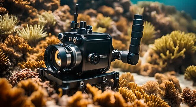 Professional underwater camera.	
