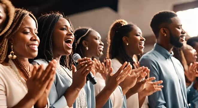 Gospel singers in a church.	
