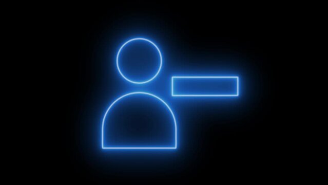 Profile Delete icon animation , glowing neon sign .