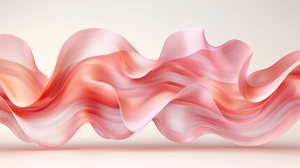   A light pink wave on the left side against a white and pink wavy background, both blending into a lighter pink backdrop - obrazy, fototapety, plakaty