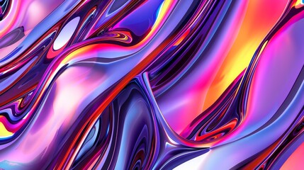   A tight shot of a multi-hued wallpaper featuring intricate designs of purple, pink, blue, and orange lines and curves - obrazy, fototapety, plakaty