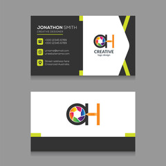 Elegant Photography Business Card AH logo Design with Modern Elements
