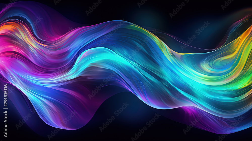 Poster Vibrant abstract waveform with fluid motion and colorful gradients.