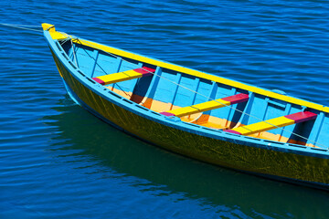 Fototapeta na wymiar Fishing boat at Southern Chile, Queule, Chile, South America