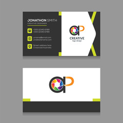 Elegant Photography Business Card AP logo Design with Modern Elements