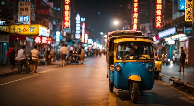 Tuk tuk in an Asian city.
