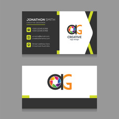Elegant Photography Business Card AG logo Design with Modern Elements