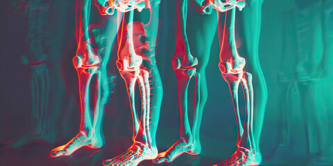 Osteoporotic Fracture: The Bone Fracture and Loss of Height - Imagine a person with highlighted bones showing density loss, experiencing a bone fracture and loss of height, - obrazy, fototapety, plakaty