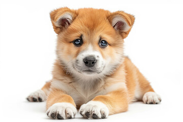 Akita inu puppy, isolated on white background