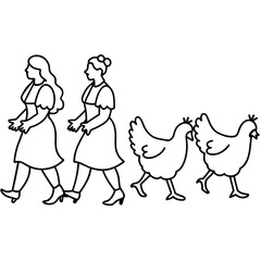 hen and chicken logo icon vector illustration.