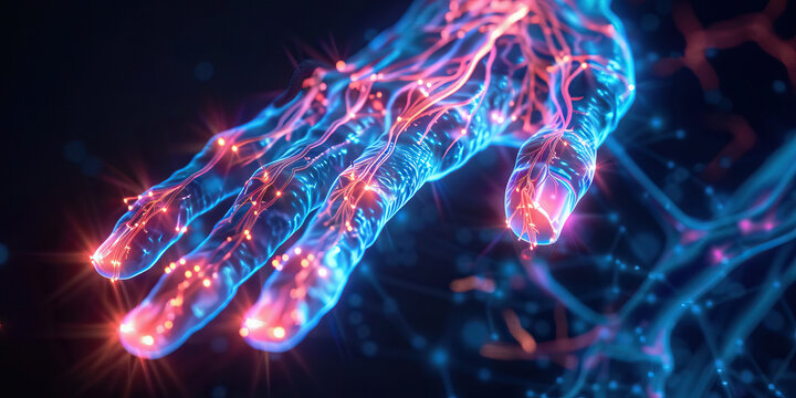 Peripheral Neuropathy: The Numbness and Tingling - Picture a person with highlighted nerves showing damage, experiencing numbness and tingling,