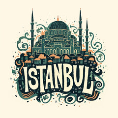Istanbul is a city with a beautiful blue and green building. Logo