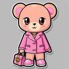 dibujo de un oso con ropa rosa