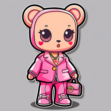 dibujo de un oso con ropa rosa
