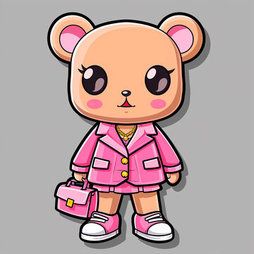 dibujo de un oso con ropa rosa