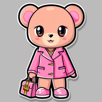 dibujo de un oso con ropa rosa