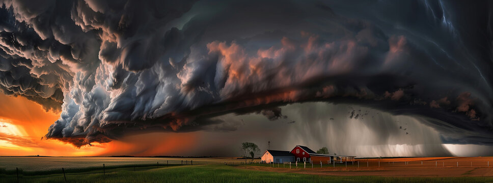 Dramatic Shelf Cloud Formation Over Coastal Landscape
