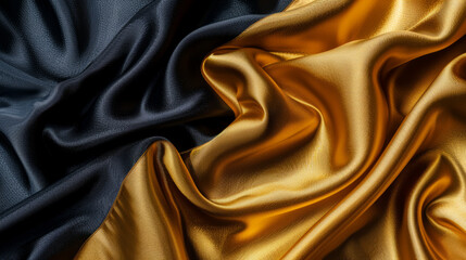 Fototapeta premium black gold satin textile, silk, texture background