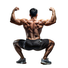 Fototapeta na wymiar Muscular man showing off strength in athletic pose