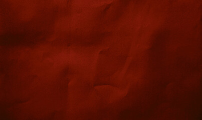 close up crumpled dark red kraft paper background showing crease texture with blank space for design. flat crumpled cardboard red paper with grain texture.
