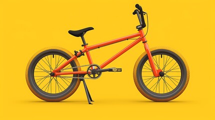 Naklejka premium orange bmx bike isolated on yellow background