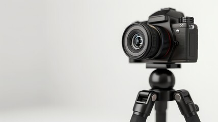 Charming vlogger camera with tripod, 3Drendered clipart, white background