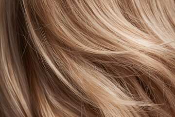 Fototapeta premium Stylish hair: A woman with a shiny, brown and blond highlighted hairstyle.