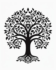 Filigree Romantic Blooming Tree of Life with Roots Icon Generative AI