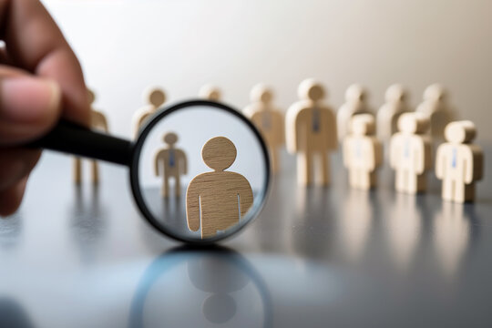 Recruitment process, recruiter choosing a candidate for employment with copy space.