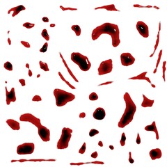 3d render of blood stain design elements, splatter or spatter for crime scene or violence concept