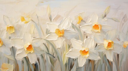 Spring Daffodils Bloom: A Vintage Brushstroke Masterpiece Generative AI