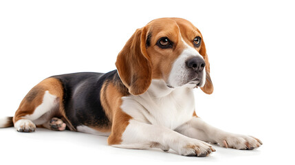 A beagle puppy isolated on white background