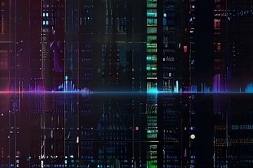Digital background for tech, AI, data, audio, graphics, and more. Generative AI technology