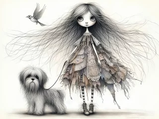 Poster Whimsical gypsy girl with dog © karenfoleyphoto