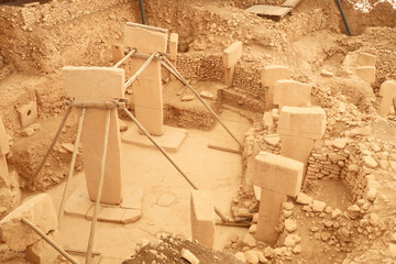 View onto Enclosure F at the neolithic archaeological site of Göbekli Tepe, Potbelly Hill, close to Sanliurfa, Turkey © Anja