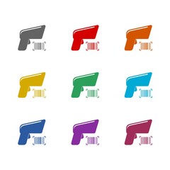 Market bar code scanner icon isolated on white background. Set icons colorful
