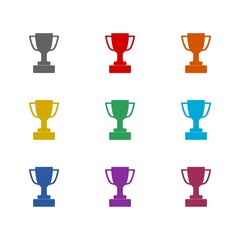 Trophy icon isolated on white background. Set icons colorful