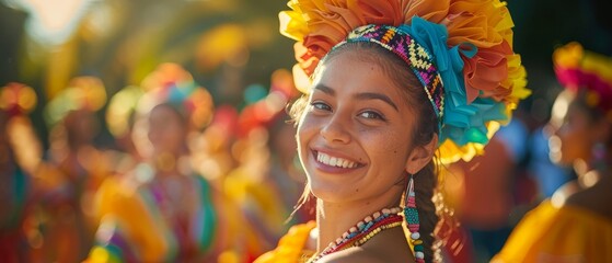 Women dancing joyfully in traditional attire at a cultural festival, exuding vibrant celebration