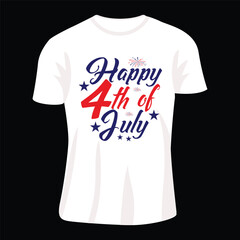 a white t-shirt with a message happy 4th of July