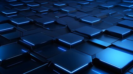 3d rendering of blue and black abstract geometric background. Scene for advertising, technology,...
