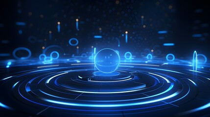 3d rendering of blue and black abstract geometric background. Scene for advertising, technology, showcase, banner, game, sport, cosmetic, business, metaverse. Sci-Fi Illustration. Product display