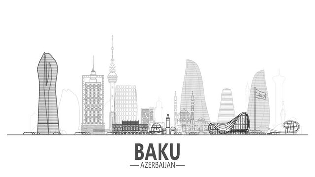Baku architecture line skyline 4k